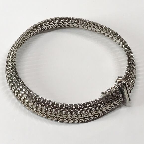 VTG Itaor Signed Italy Sterling Silver 925 Mesh Braided Bracelet 7in 10mm 17g - Picture 9 of 11